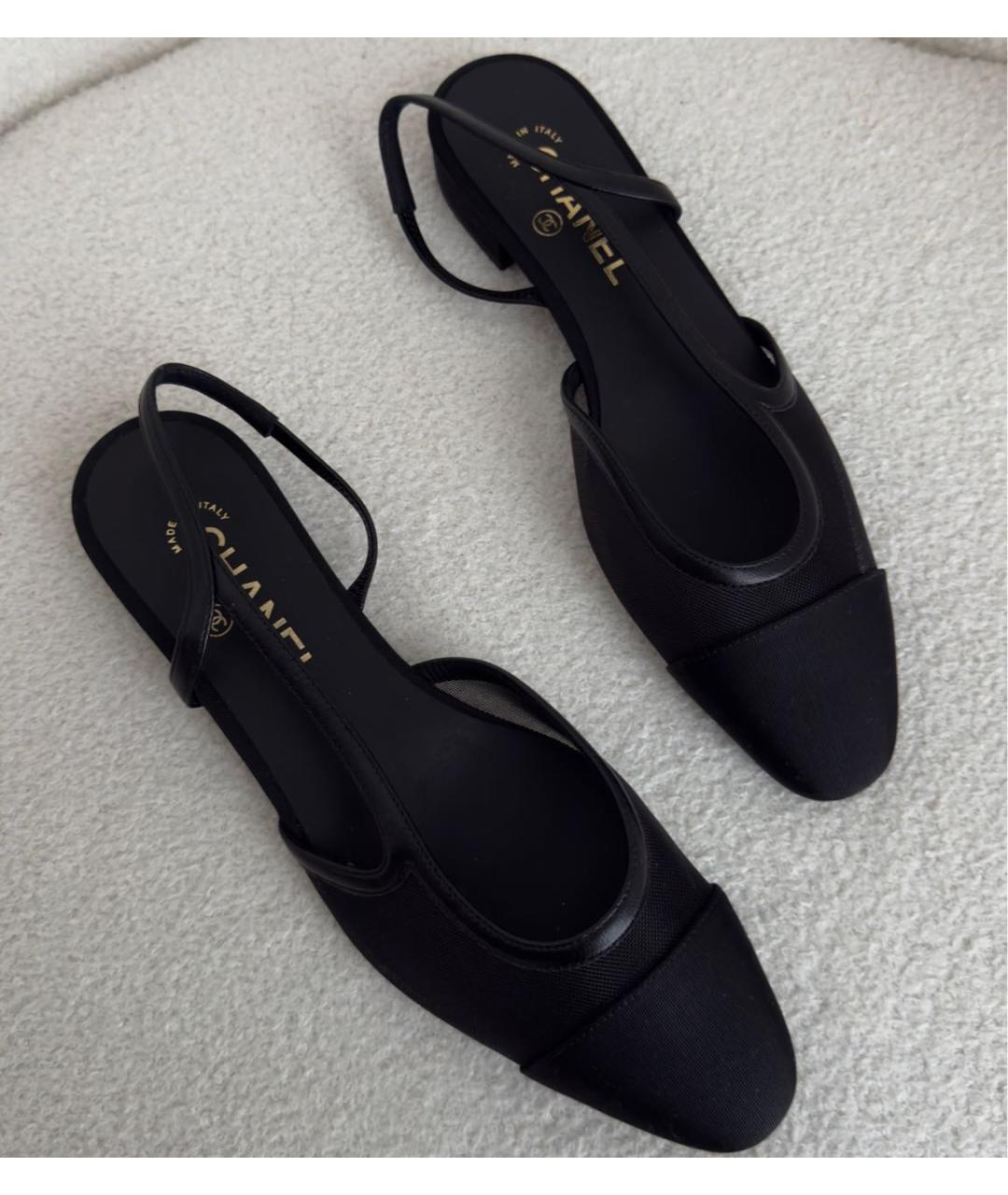 CHANEL Черные текстильные туфли, фото 5