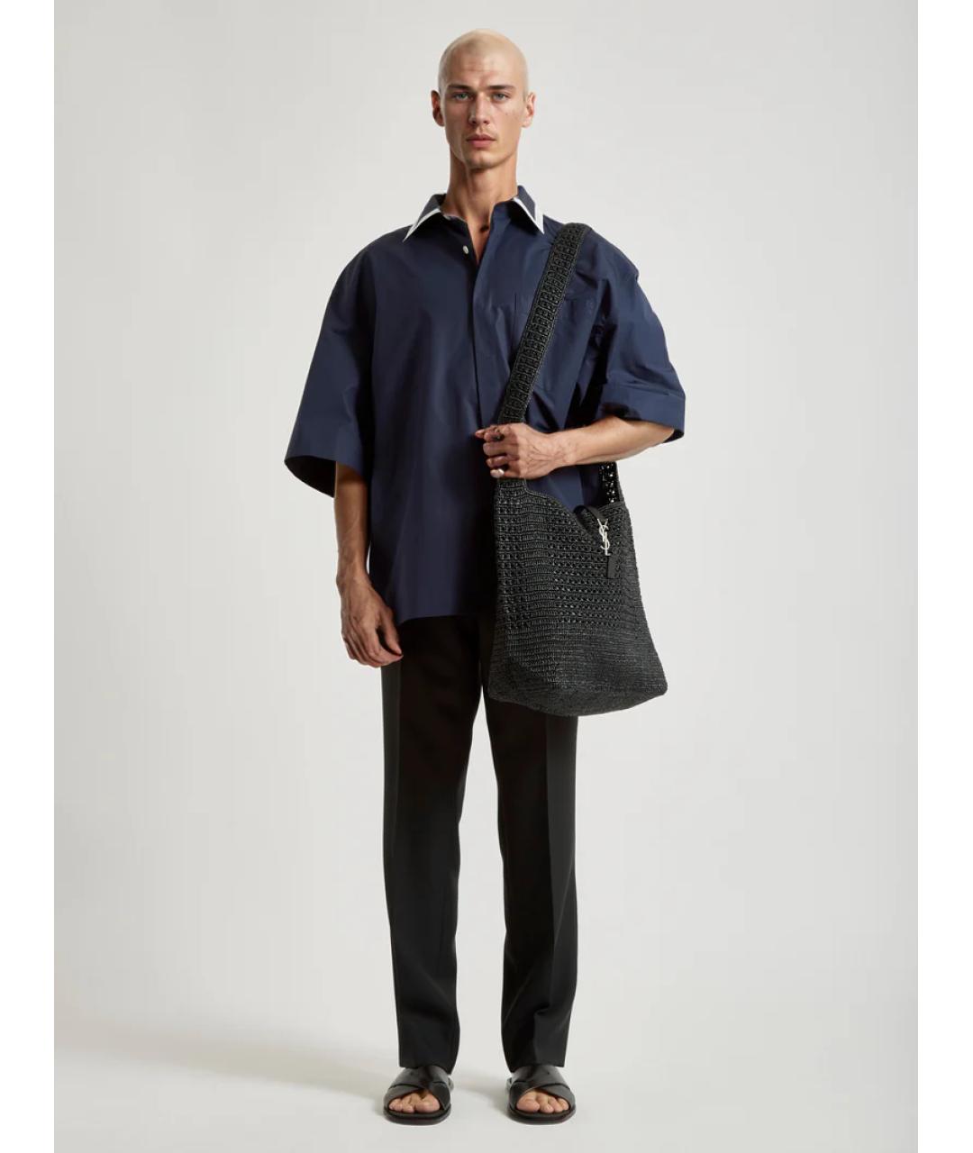 SAINT LAURENT Черная пелетеная сумка тоут, фото 3