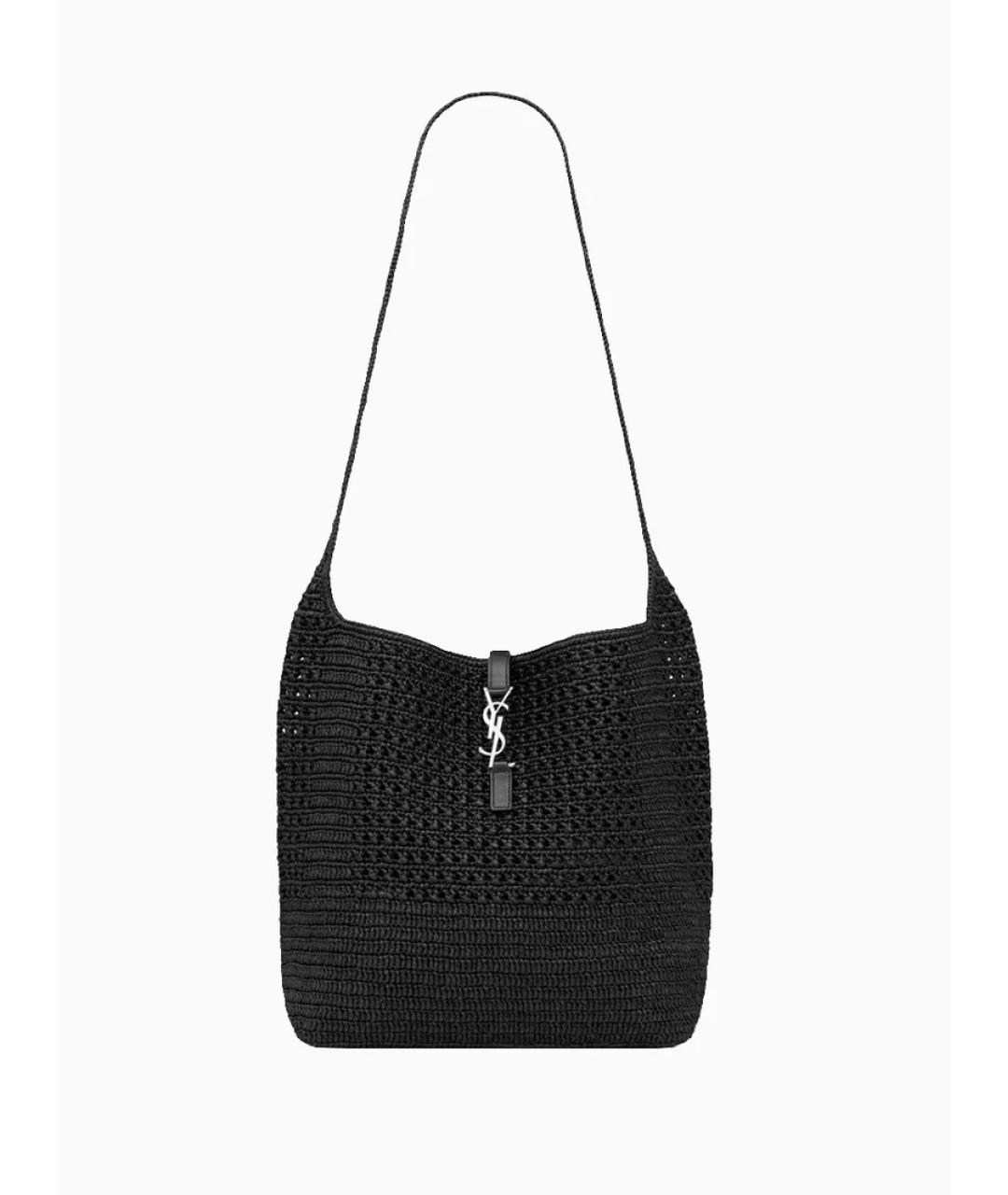 SAINT LAURENT Черная пелетеная сумка тоут, фото 1