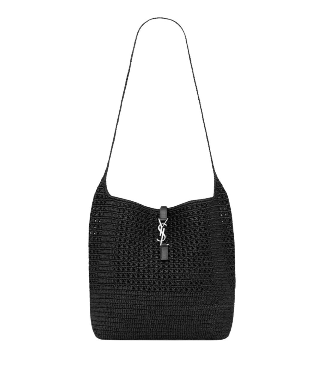 SAINT LAURENT Черная пелетеная сумка тоут, фото 1