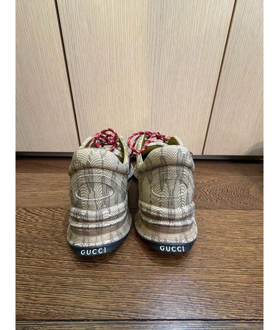 GUCCI Бежевые неопреновые низкие кроссовки / кеды, фото 4