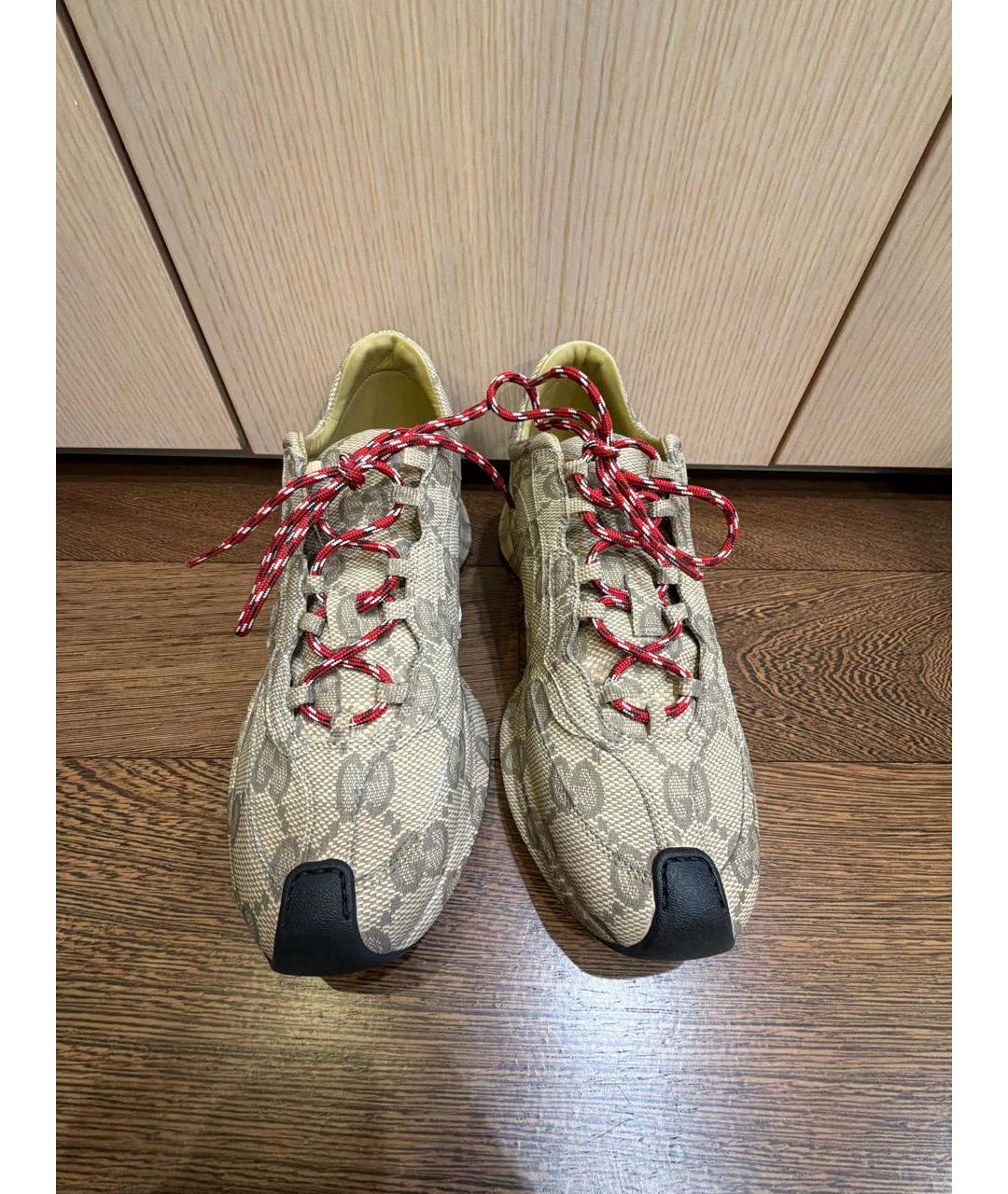 GUCCI Бежевые неопреновые низкие кроссовки / кеды, фото 2