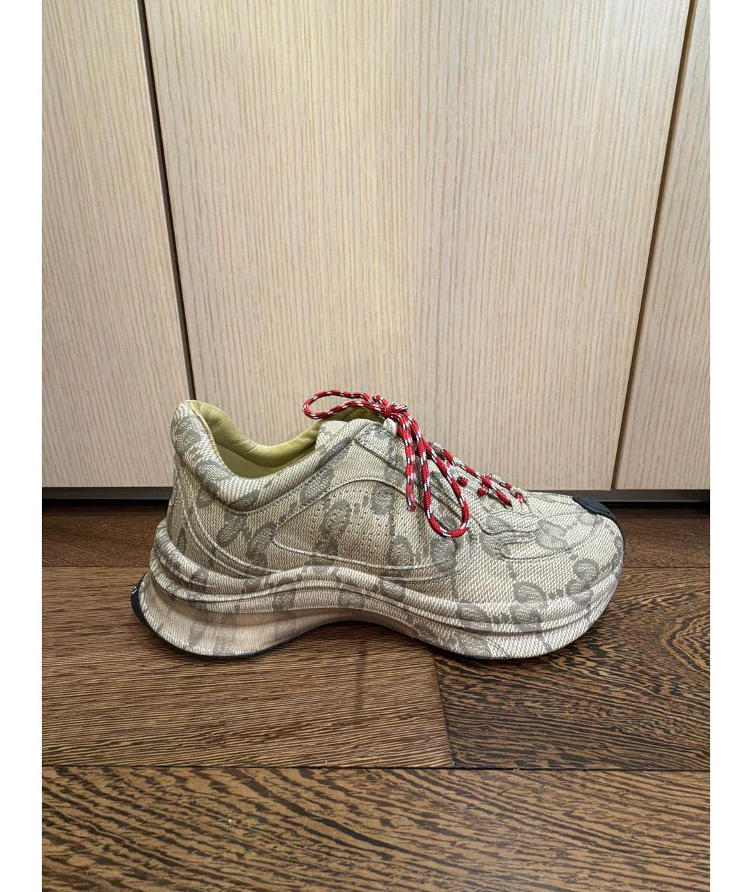 GUCCI Бежевые неопреновые низкие кроссовки / кеды, фото 5