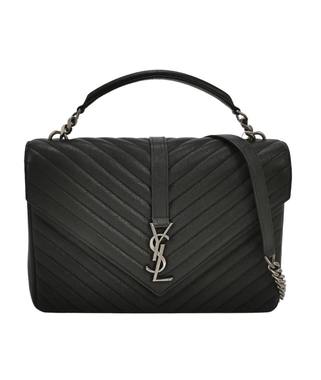 SAINT LAURENT Черная кожаная сумка через плечо, фото 9