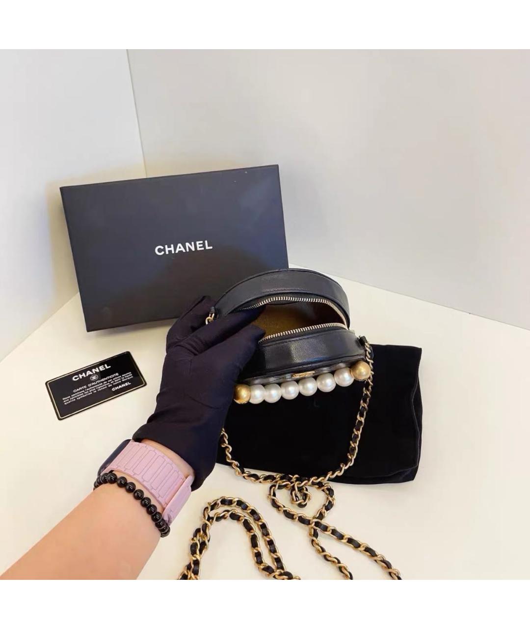 CHANEL Черная кожаная сумка через плечо, фото 8