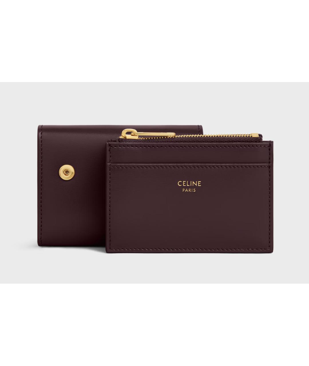 CELINE Бордовый кожаный кошелек, фото 5