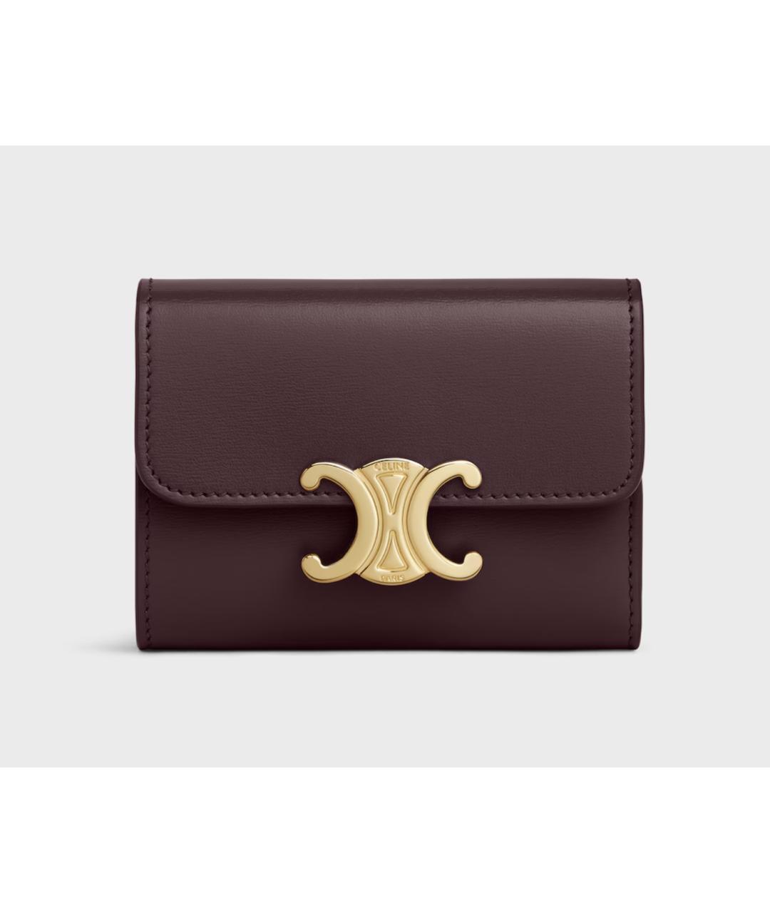 CELINE Бордовый кожаный кошелек, фото 7
