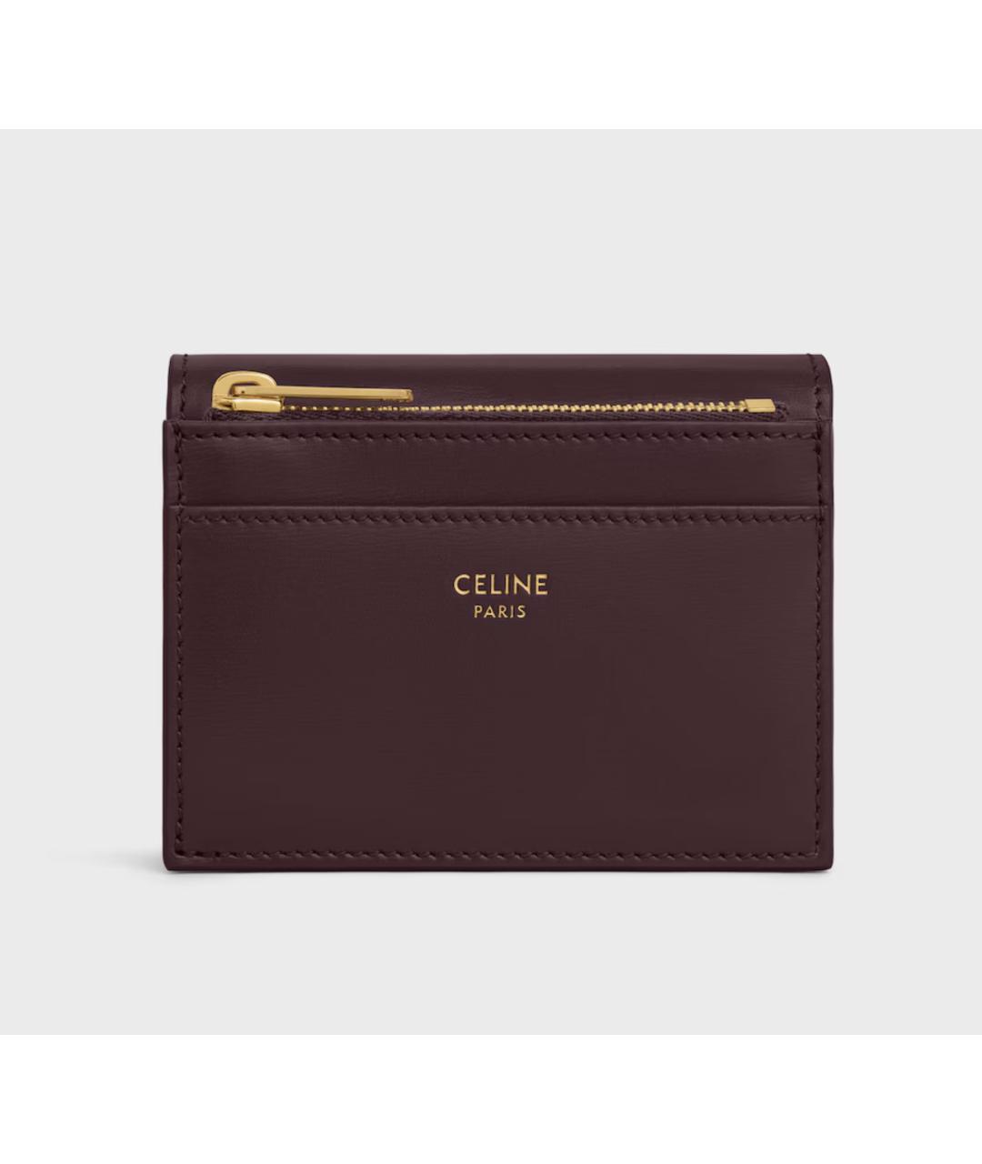 CELINE Бордовый кожаный кошелек, фото 3