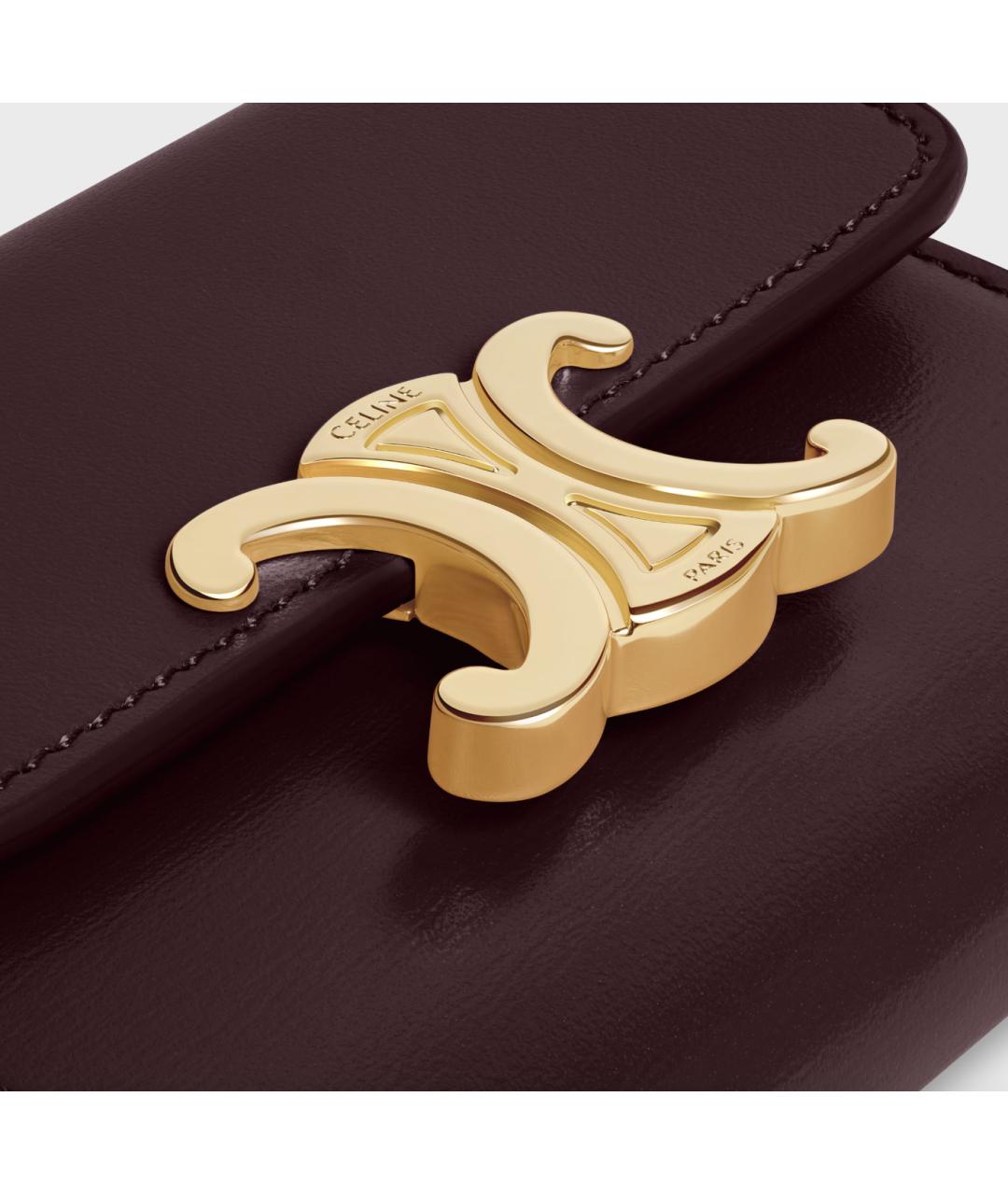CELINE Бордовый кожаный кошелек, фото 4