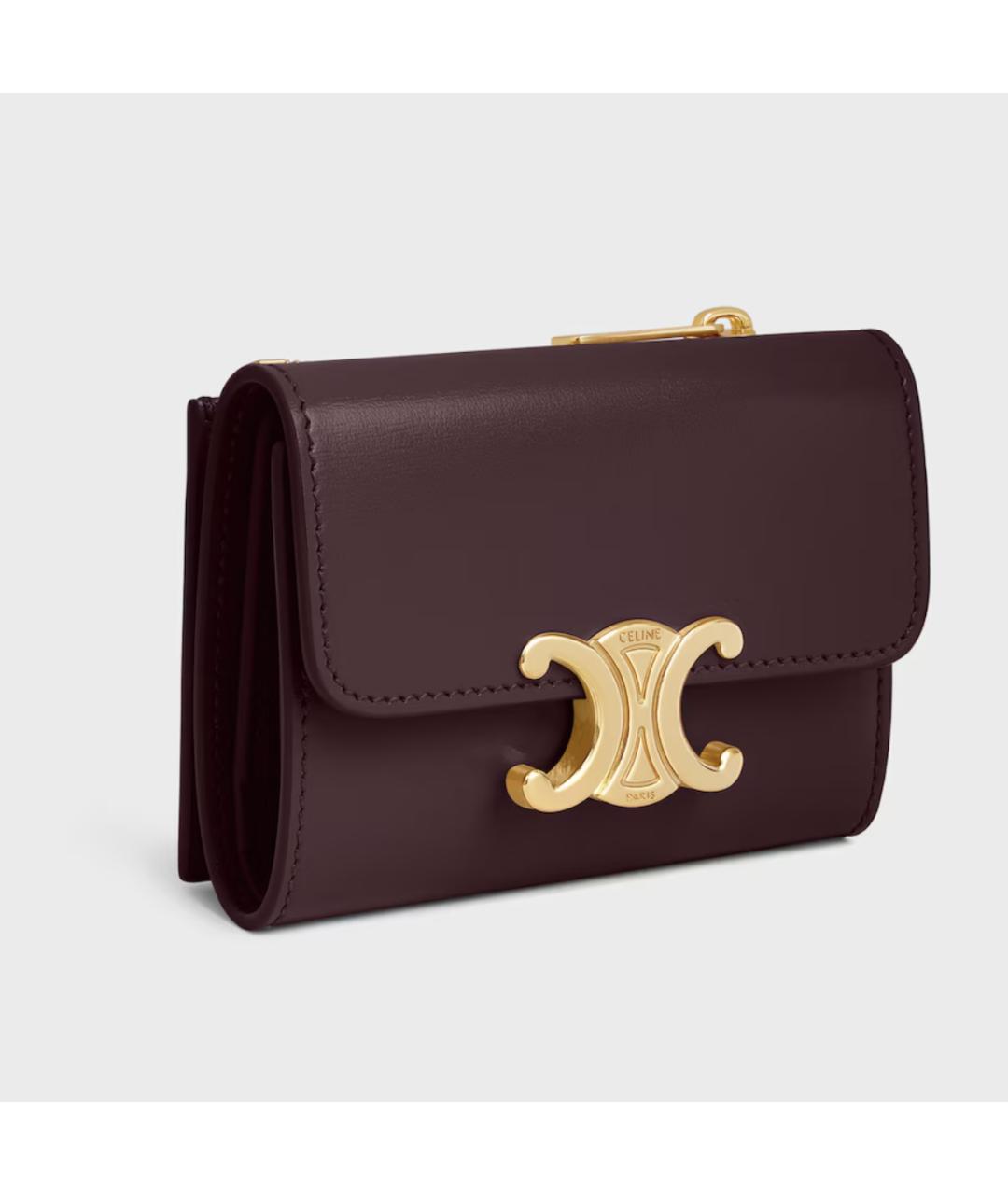 CELINE Бордовый кожаный кошелек, фото 2