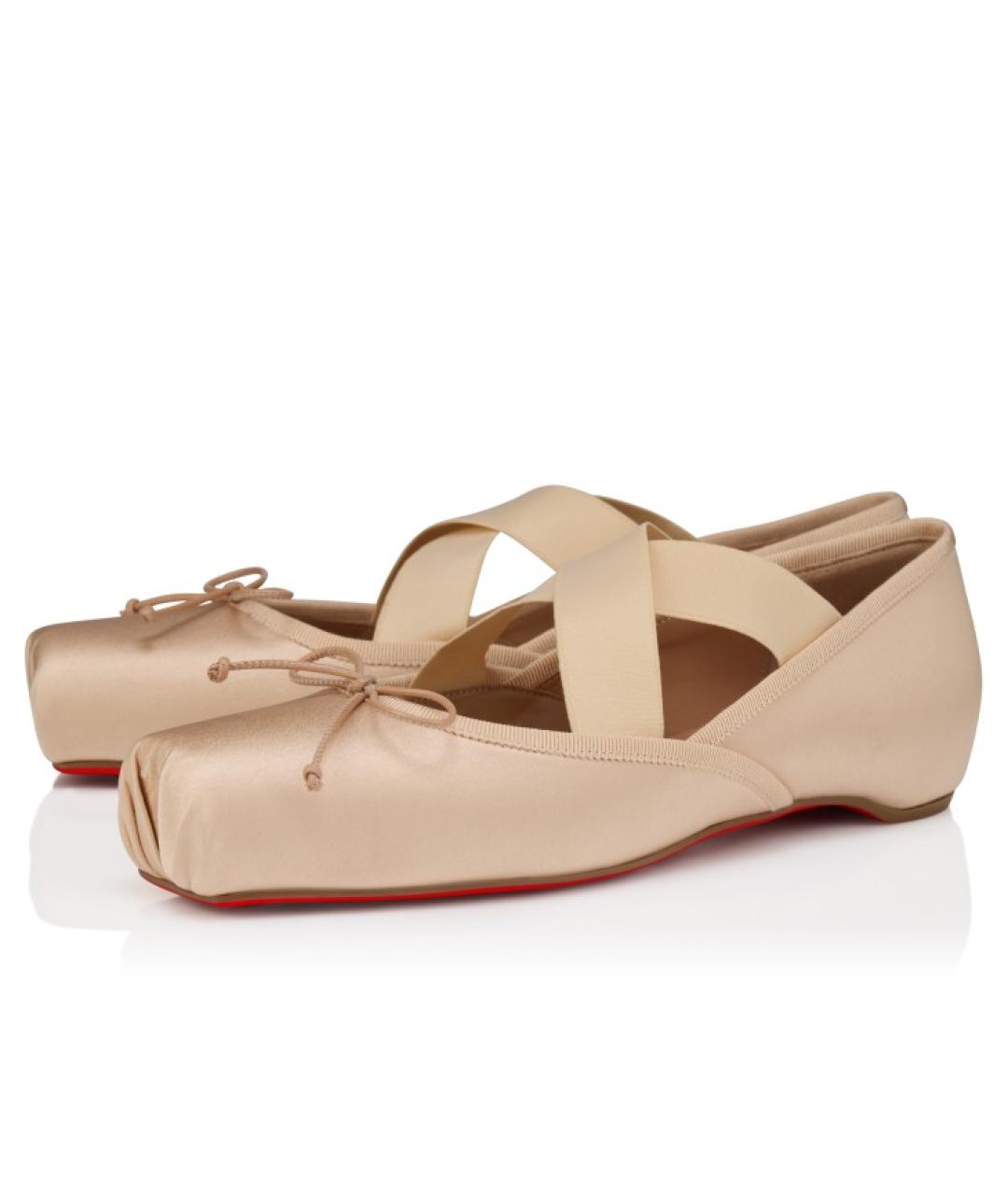 CHRISTIAN LOUBOUTIN Розовые текстильные балетки, фото 8