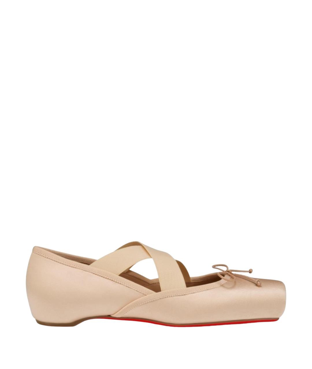 CHRISTIAN LOUBOUTIN Розовые текстильные балетки, фото 1