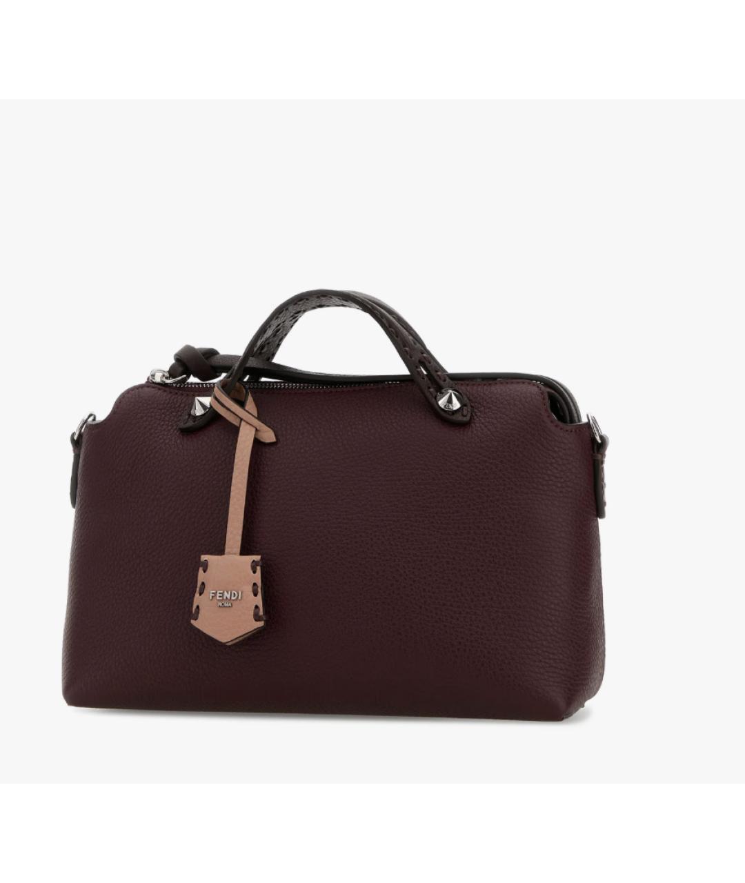 FENDI Бордовая кожаная сумка тоут, фото 4