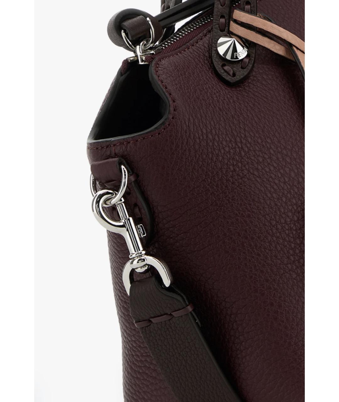 FENDI Бордовая кожаная сумка тоут, фото 3
