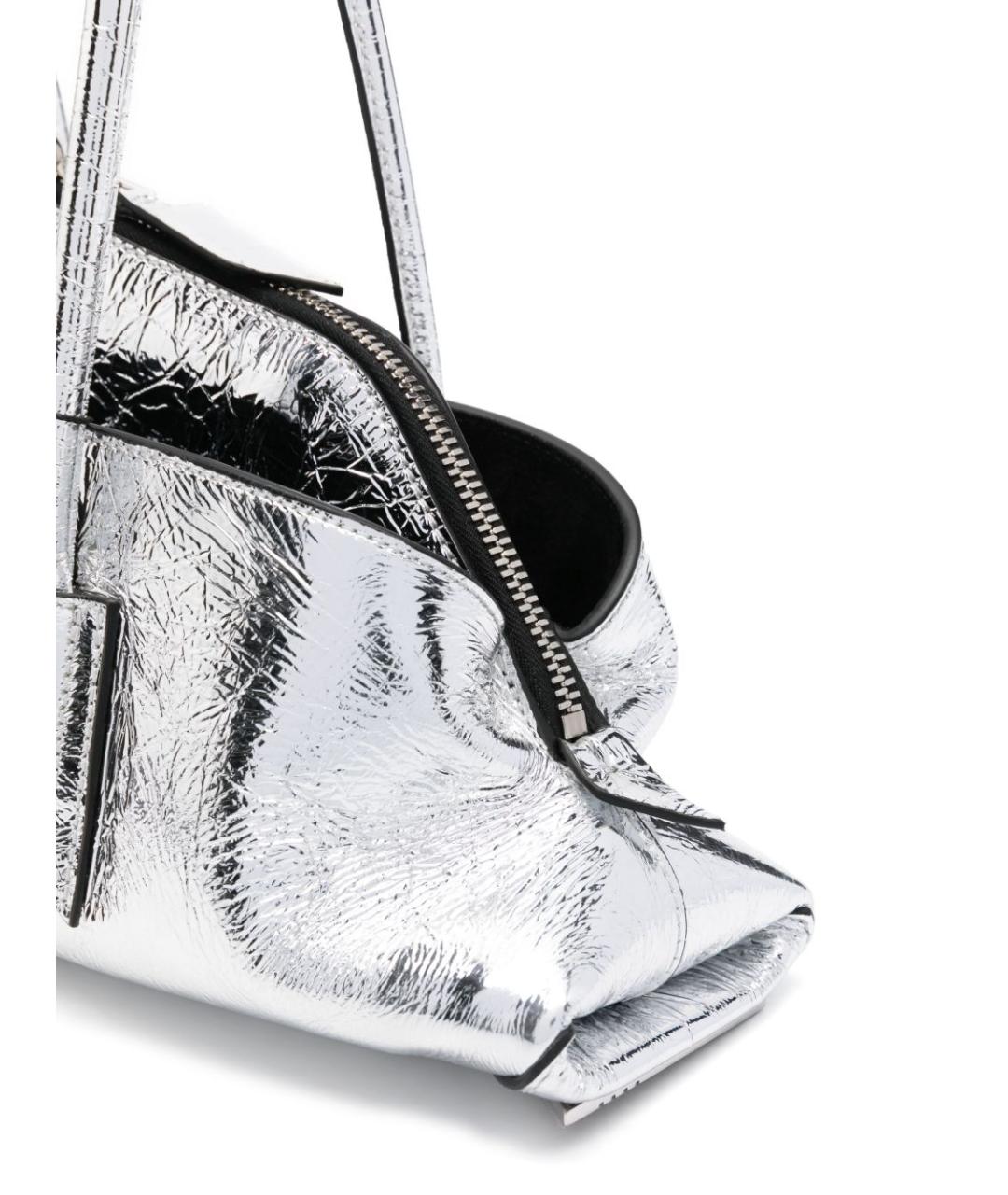 THE ATTICO Серебряная кожаная сумка тоут, фото 5