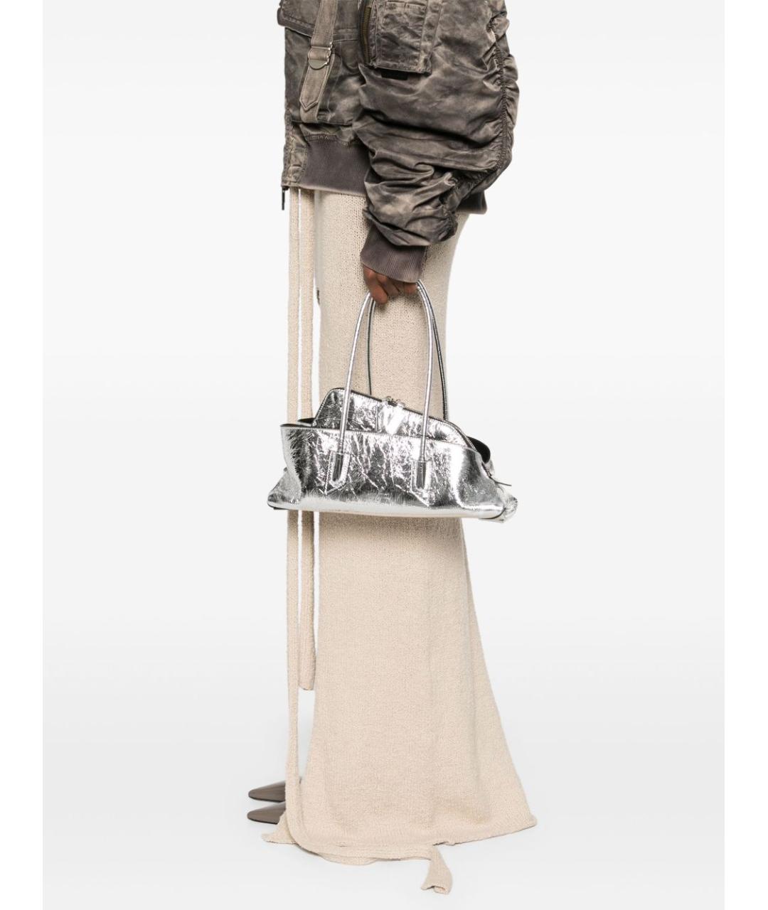 THE ATTICO Серебряная кожаная сумка тоут, фото 4