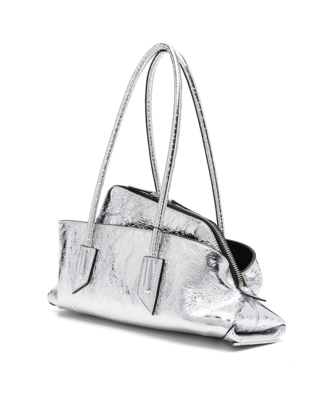 THE ATTICO Серебряная кожаная сумка тоут, фото 3