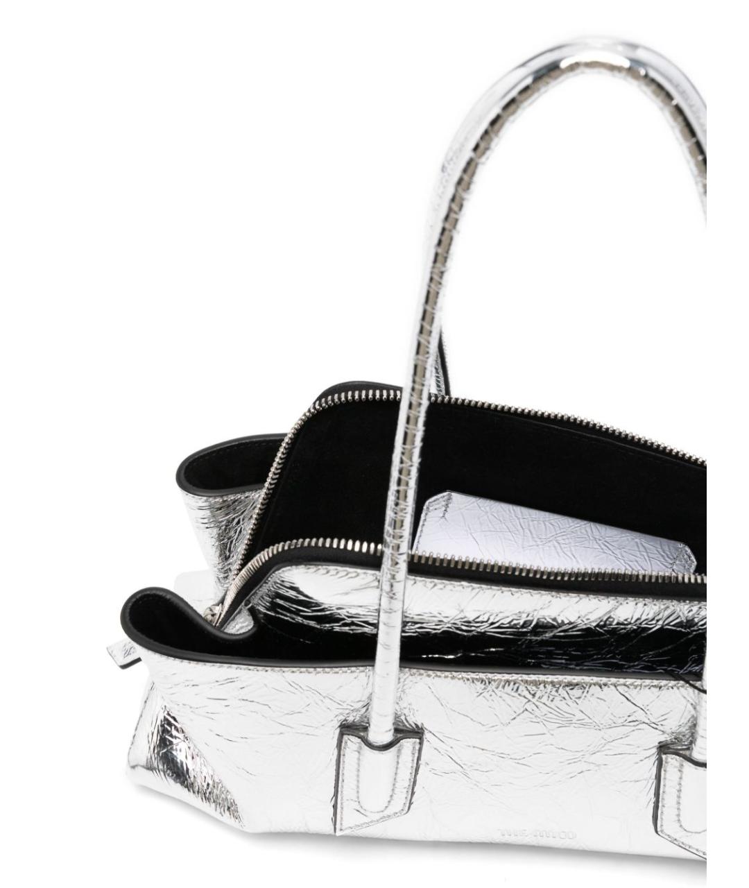THE ATTICO Серебряная кожаная сумка тоут, фото 2