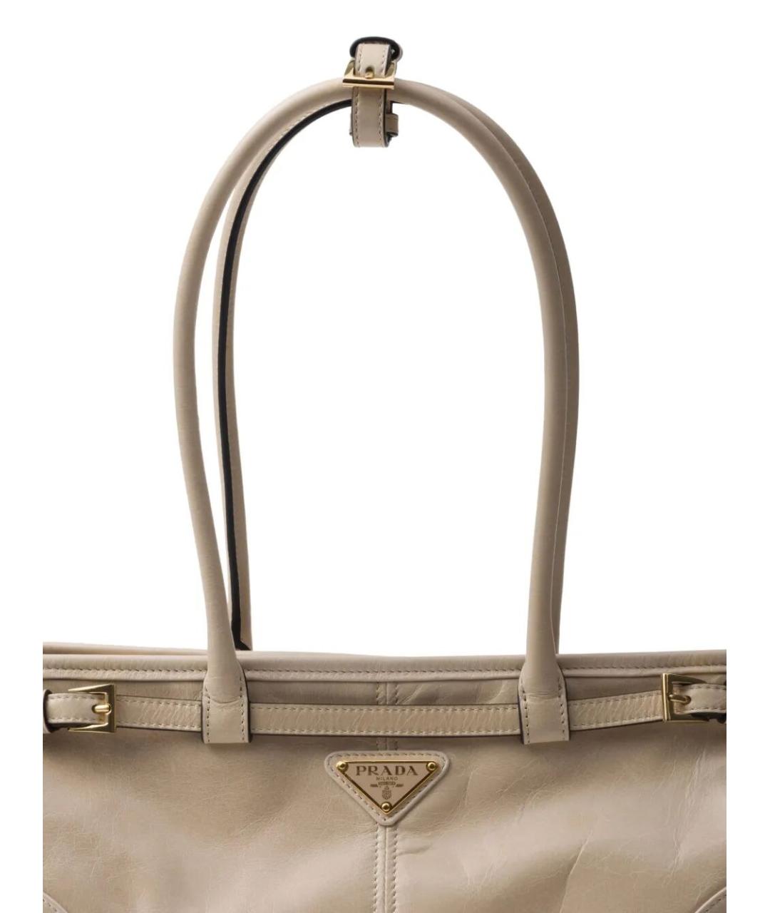 PRADA Бежевая кожаная сумка через плечо, фото 5