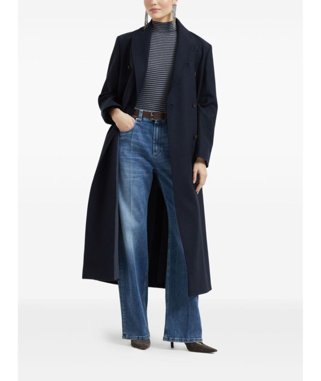 BRUNELLO CUCINELLI Синие хлопковые прямые джинсы, фото 4