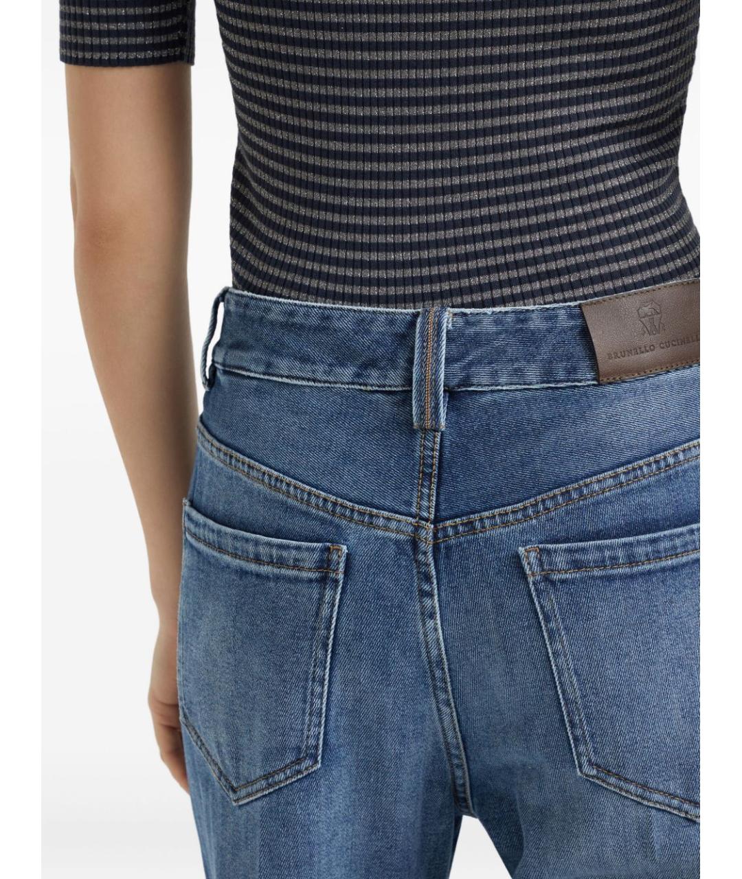 BRUNELLO CUCINELLI Синие хлопковые прямые джинсы, фото 5