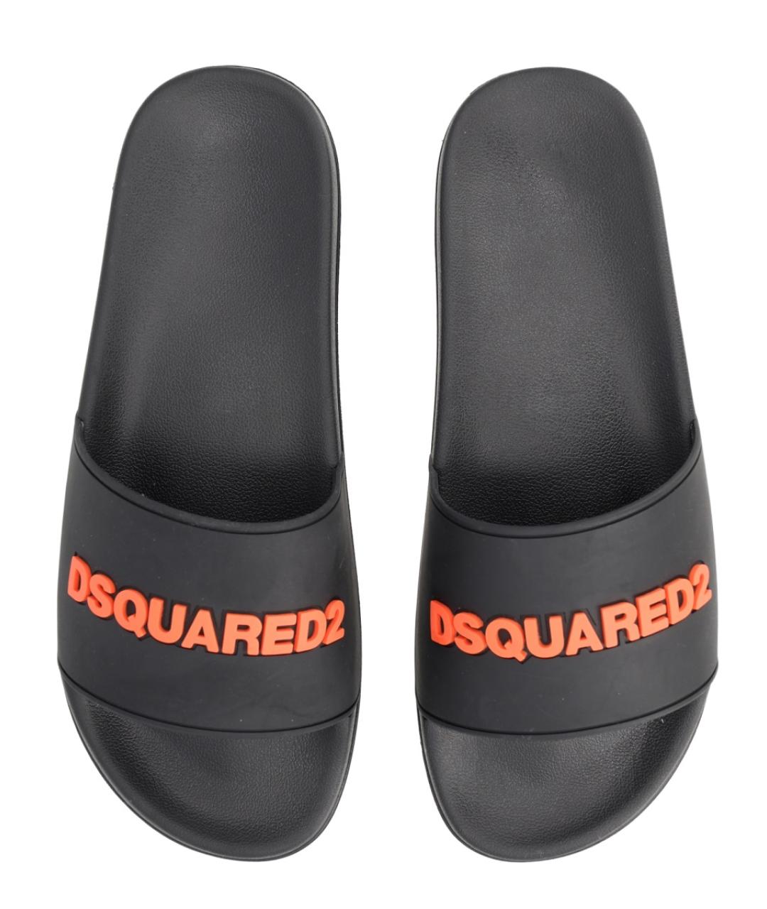 DSQUARED2 Черные резиновые шлепанцы, фото 4