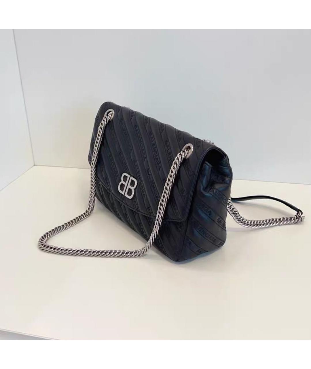 BALENCIAGA Черная кожаная сумка через плечо, фото 4