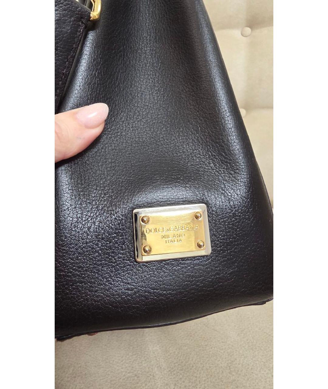 DOLCE&GABBANA Черная кожаная сумка тоут, фото 8