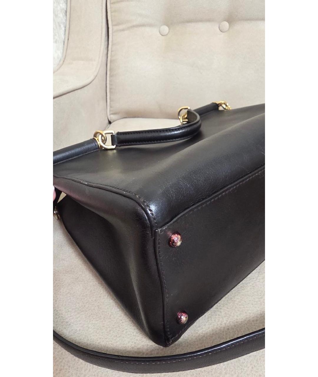 DOLCE&GABBANA Черная кожаная сумка тоут, фото 6