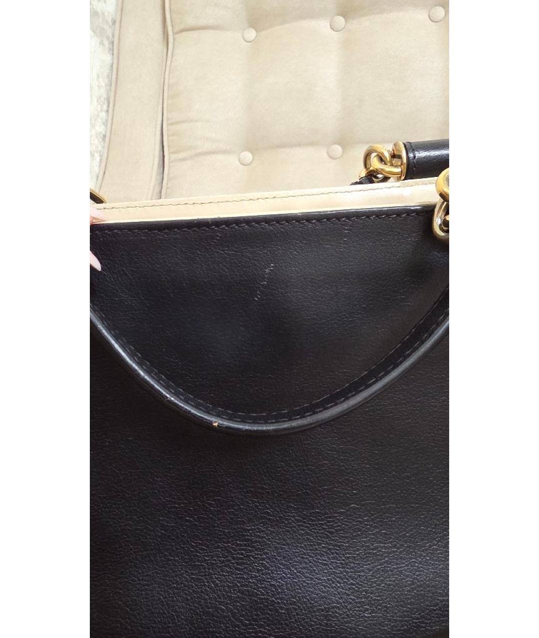 DOLCE&GABBANA Черная кожаная сумка тоут, фото 5