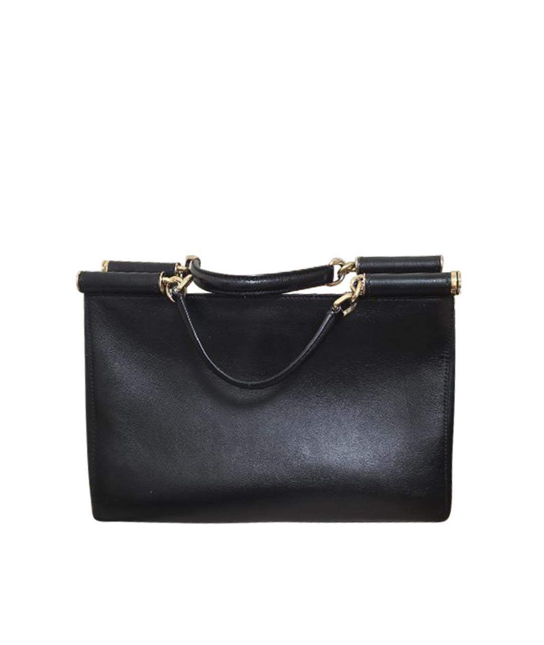 DOLCE&GABBANA Черная кожаная сумка тоут, фото 1