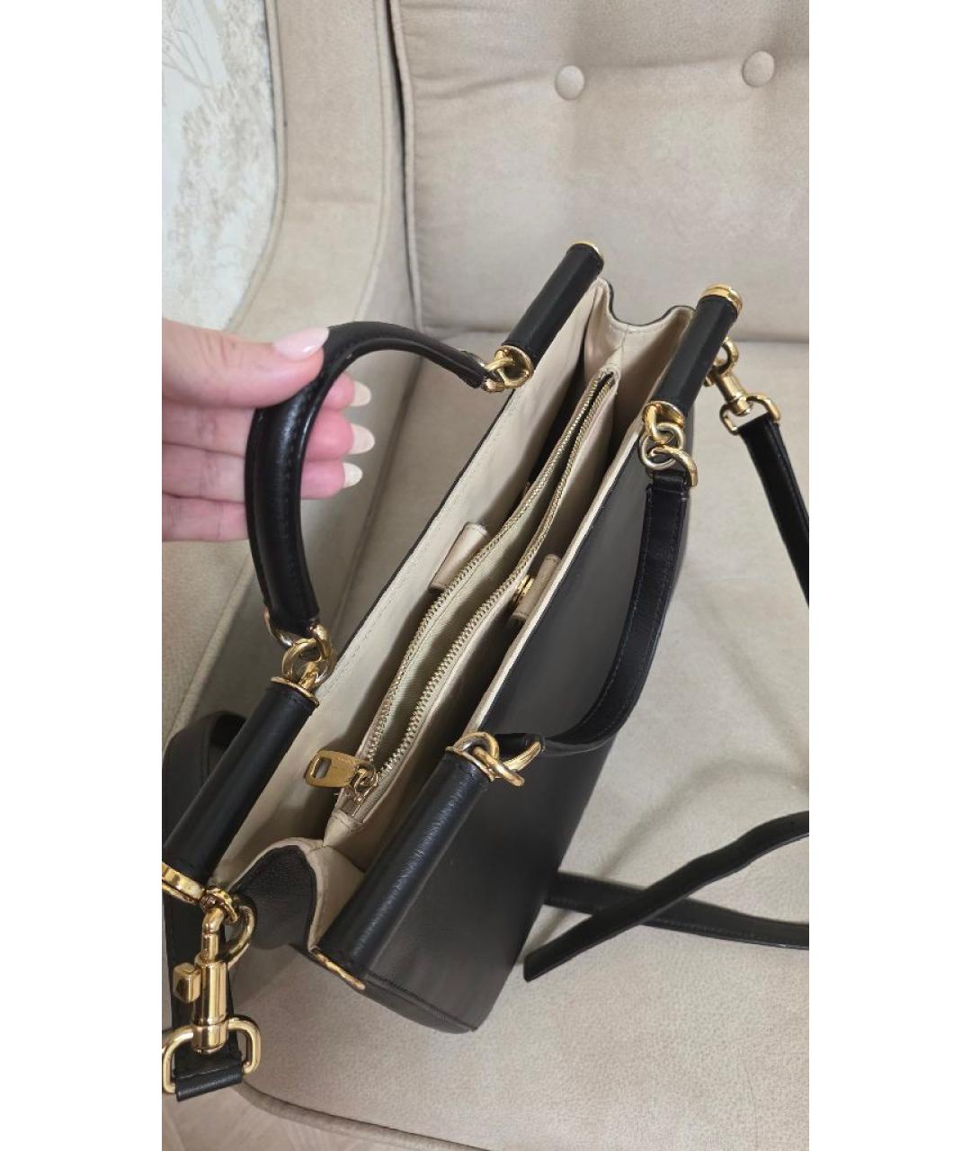 DOLCE&GABBANA Черная кожаная сумка тоут, фото 4