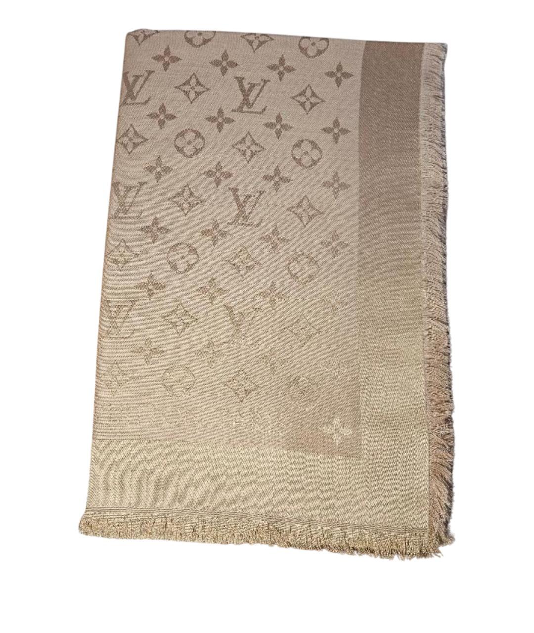 LOUIS VUITTON Бежевый шелковый платок, фото 1