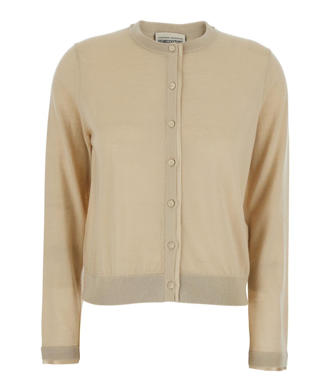 SEMICOUTURE Бежевый шерстяной кардиган, фото 1
