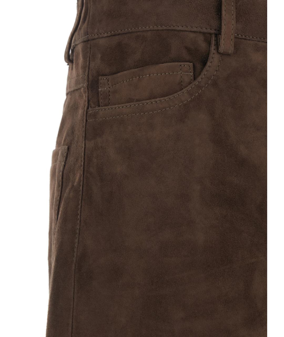 'S MAX MARA Коричневые замшевые прямые брюки, фото 3