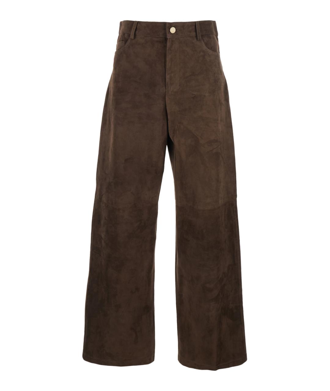 'S MAX MARA Коричневые замшевые прямые брюки, фото 1