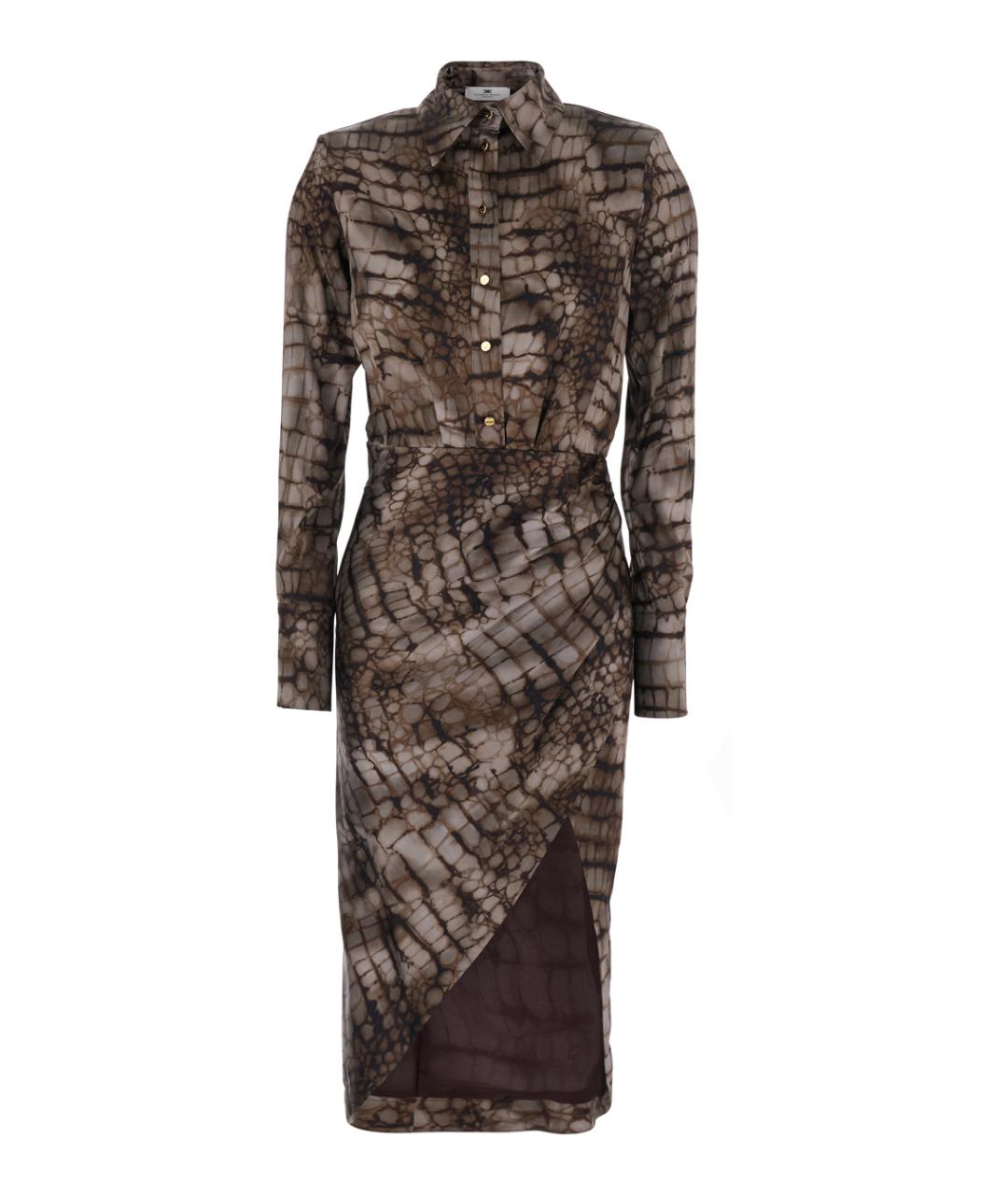 ELISABETTA FRANCHI Коричневое вискозное платье, фото 1