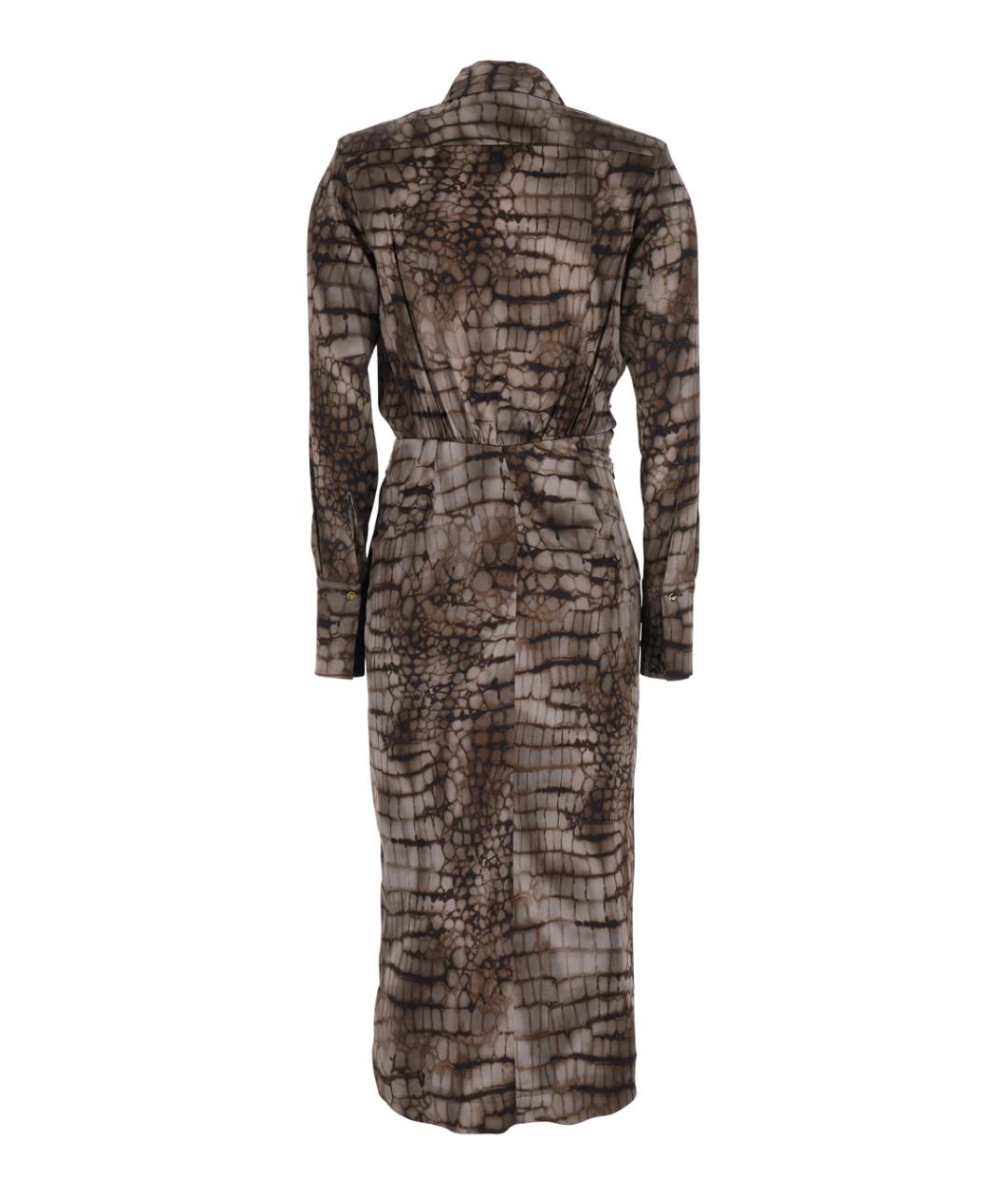 ELISABETTA FRANCHI Коричневое вискозное платье, фото 2