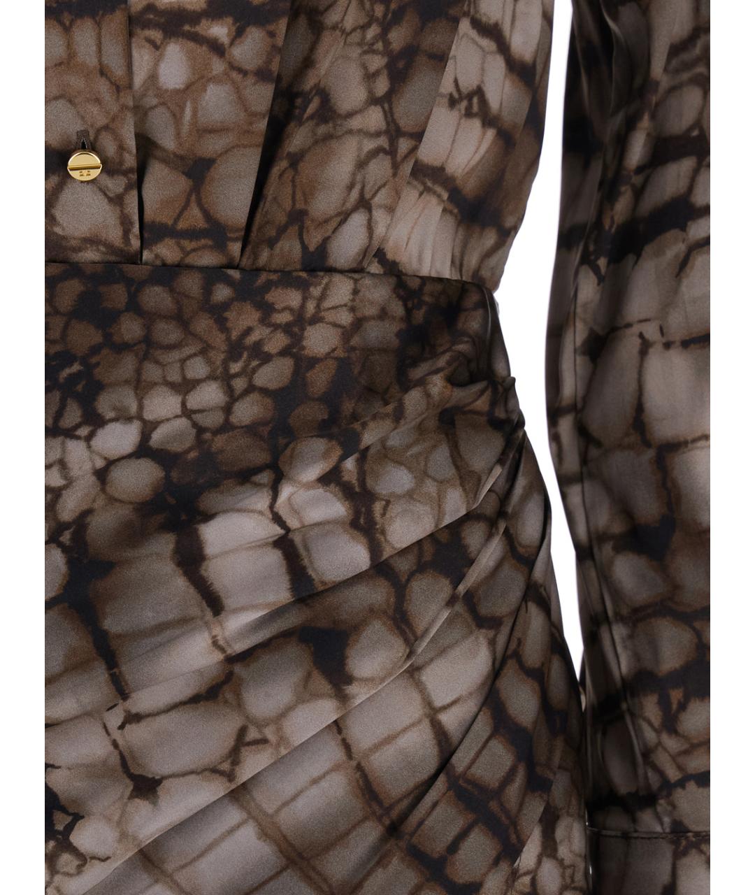 ELISABETTA FRANCHI Коричневое вискозное платье, фото 3