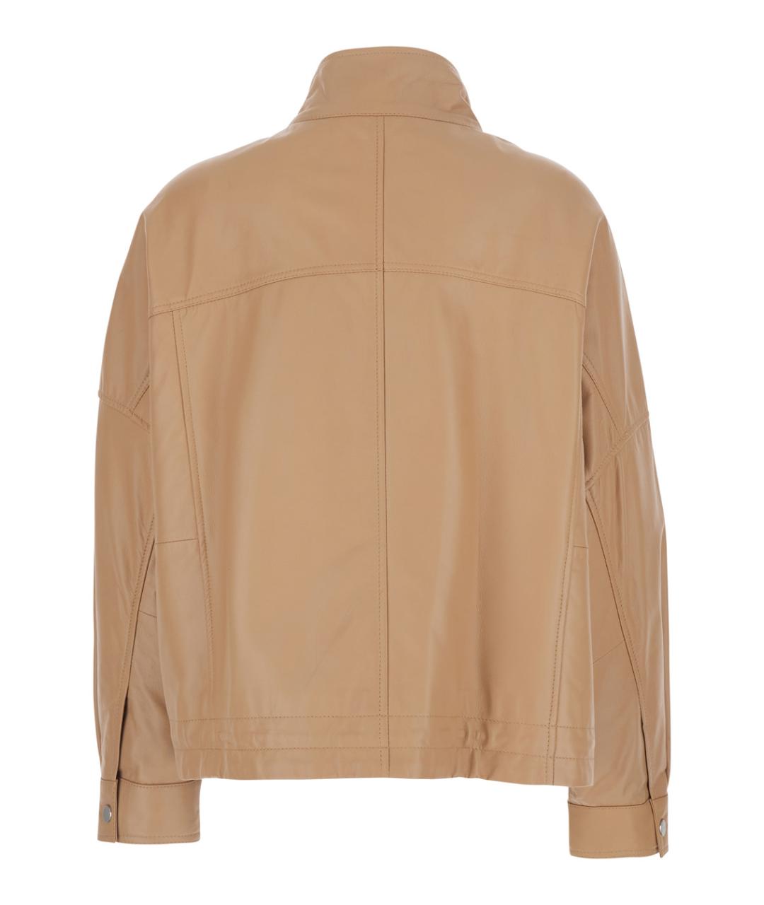 PINKO Бежевая кожаная куртка, фото 2