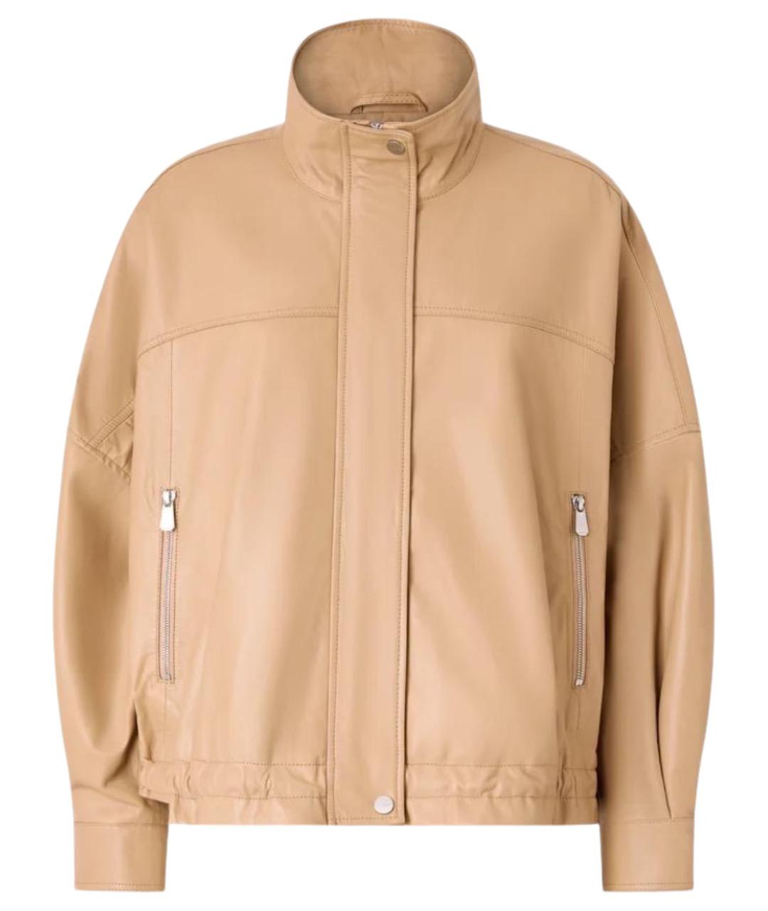 PINKO Бежевая кожаная куртка, фото 1