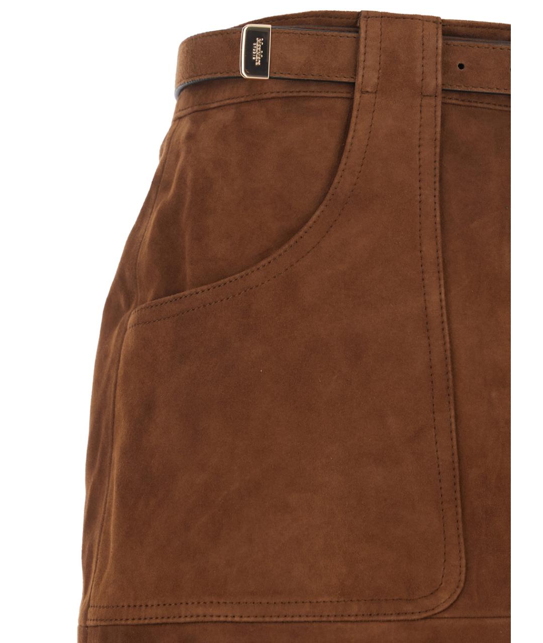 MAX MARA STUDIO Коричневая замшевая юбка миди, фото 3