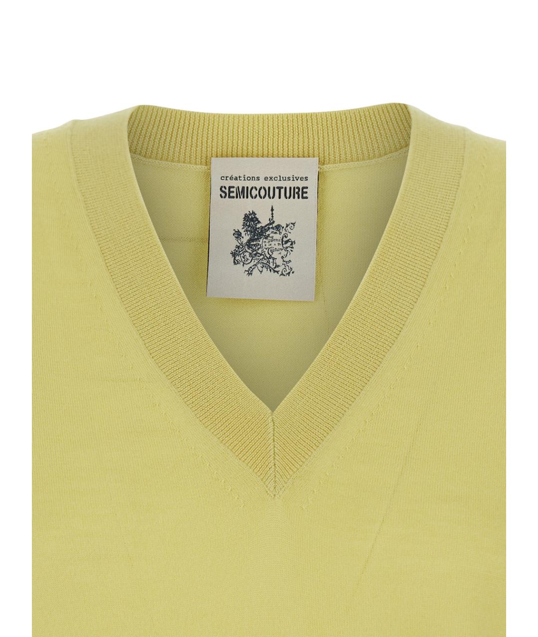 SEMICOUTURE Желтый шерстяной джемпер / свитер, фото 3