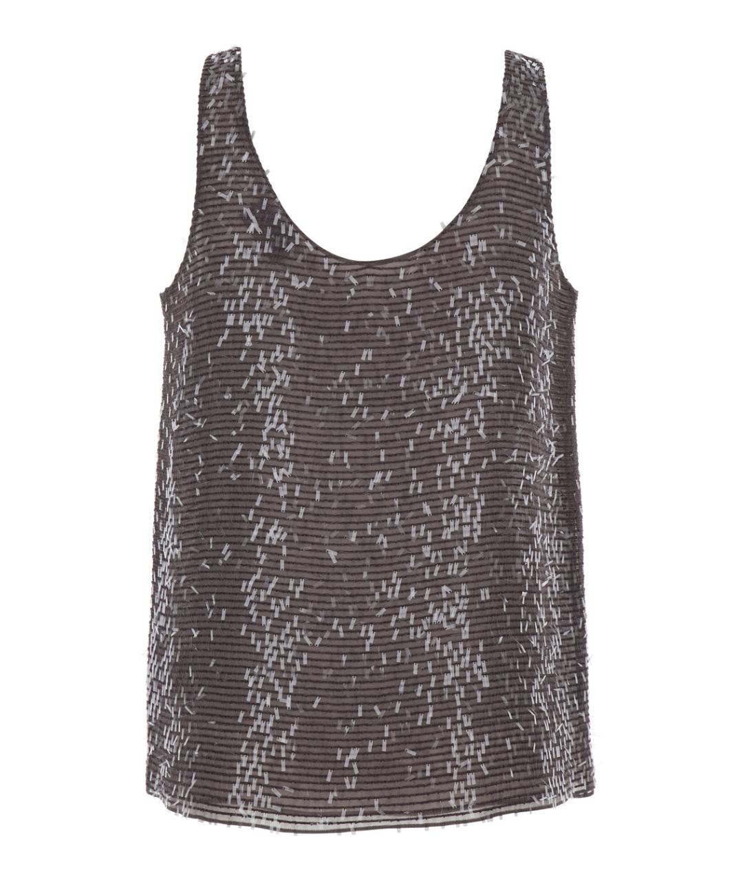 BRUNELLO CUCINELLI Коричневая шелковая майка, фото 2