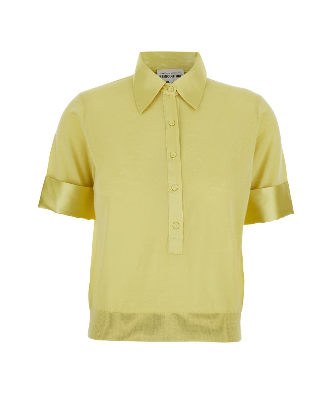 SEMICOUTURE Желтая шерстяная футболка, фото 1