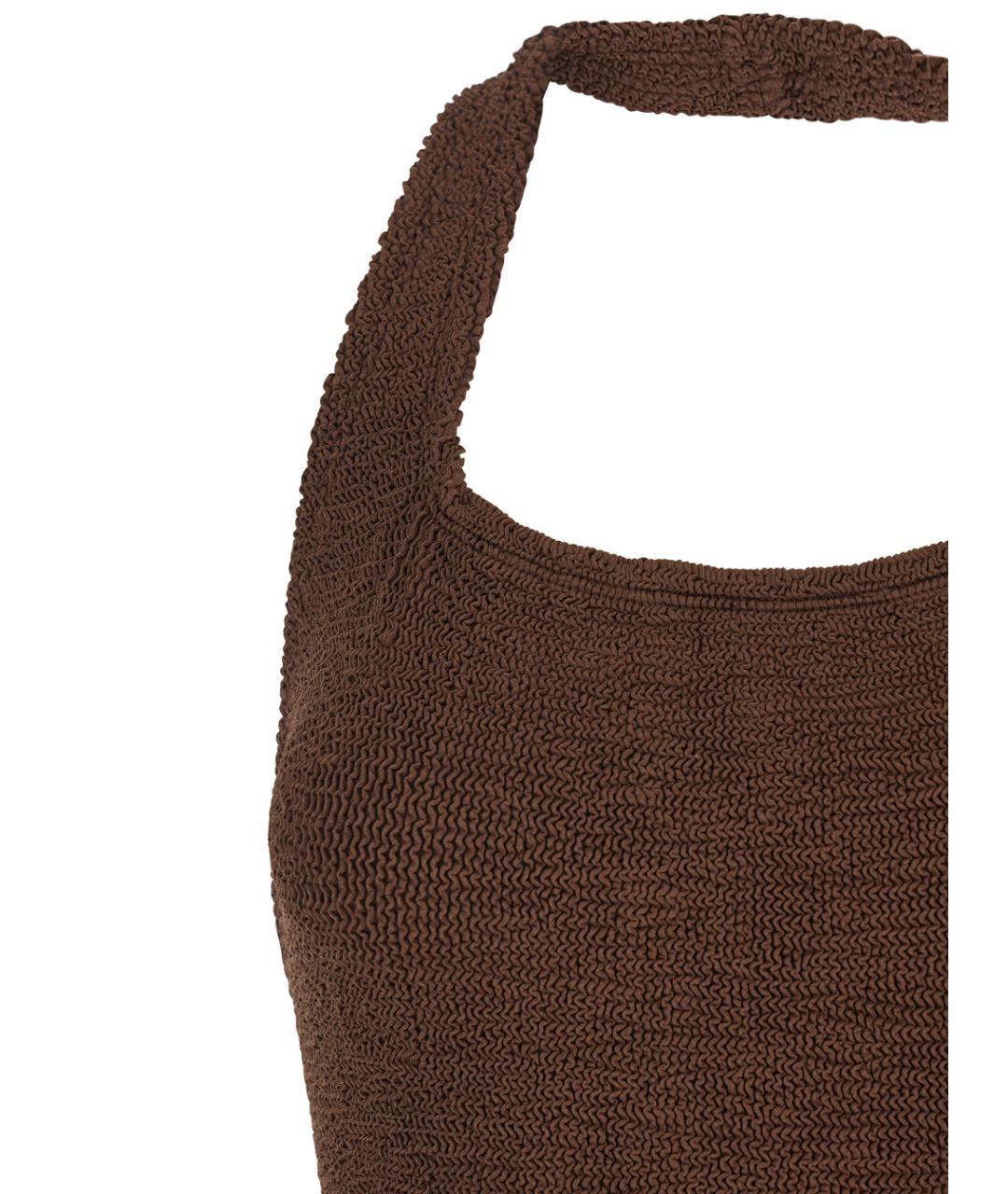 HUNZA G Коричневый полиамидовый купальник, фото 3