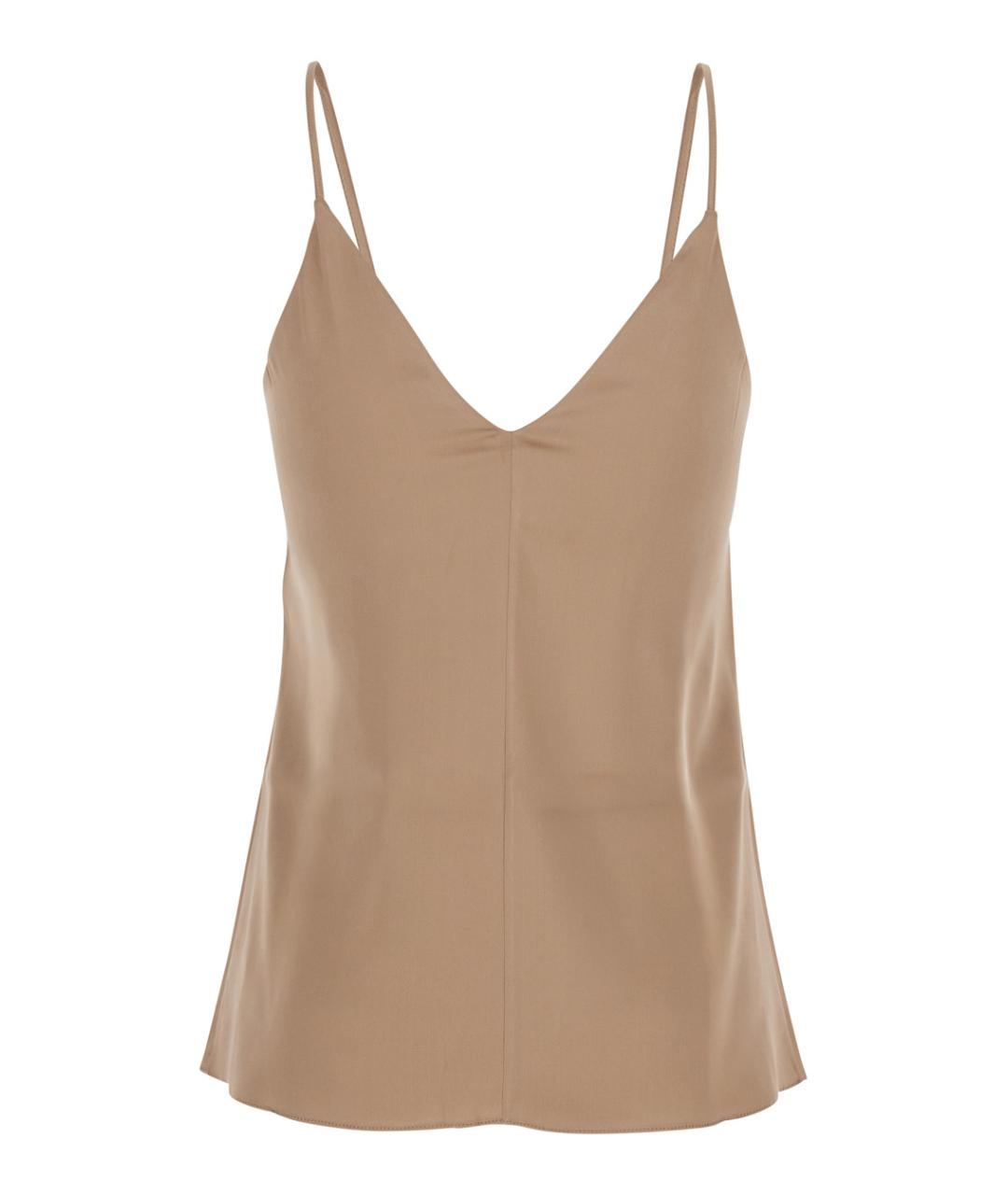 BRUNELLO CUCINELLI Бежевая шелковая майка, фото 2