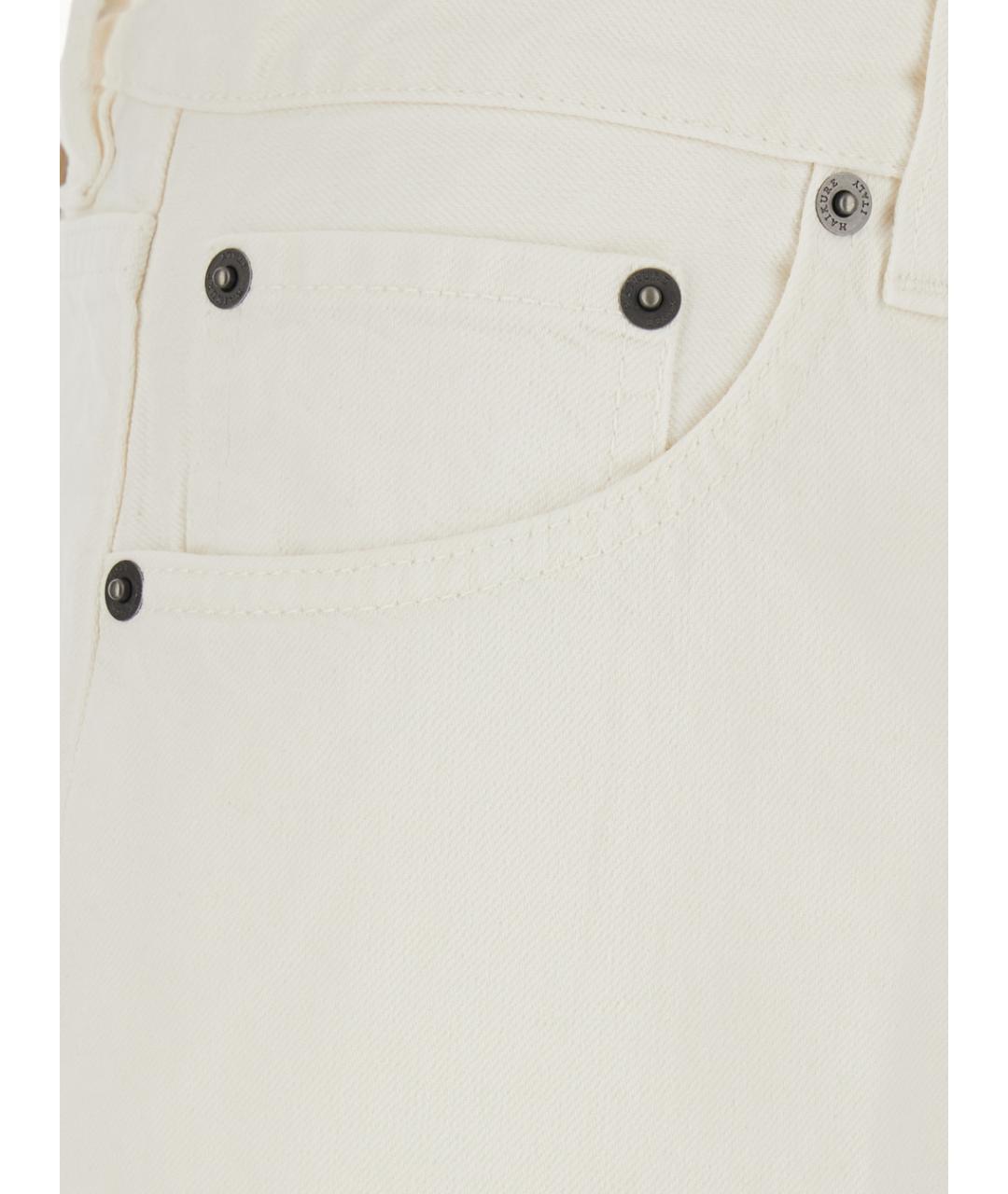 HAIKURE Белые хлопковые прямые джинсы, фото 3