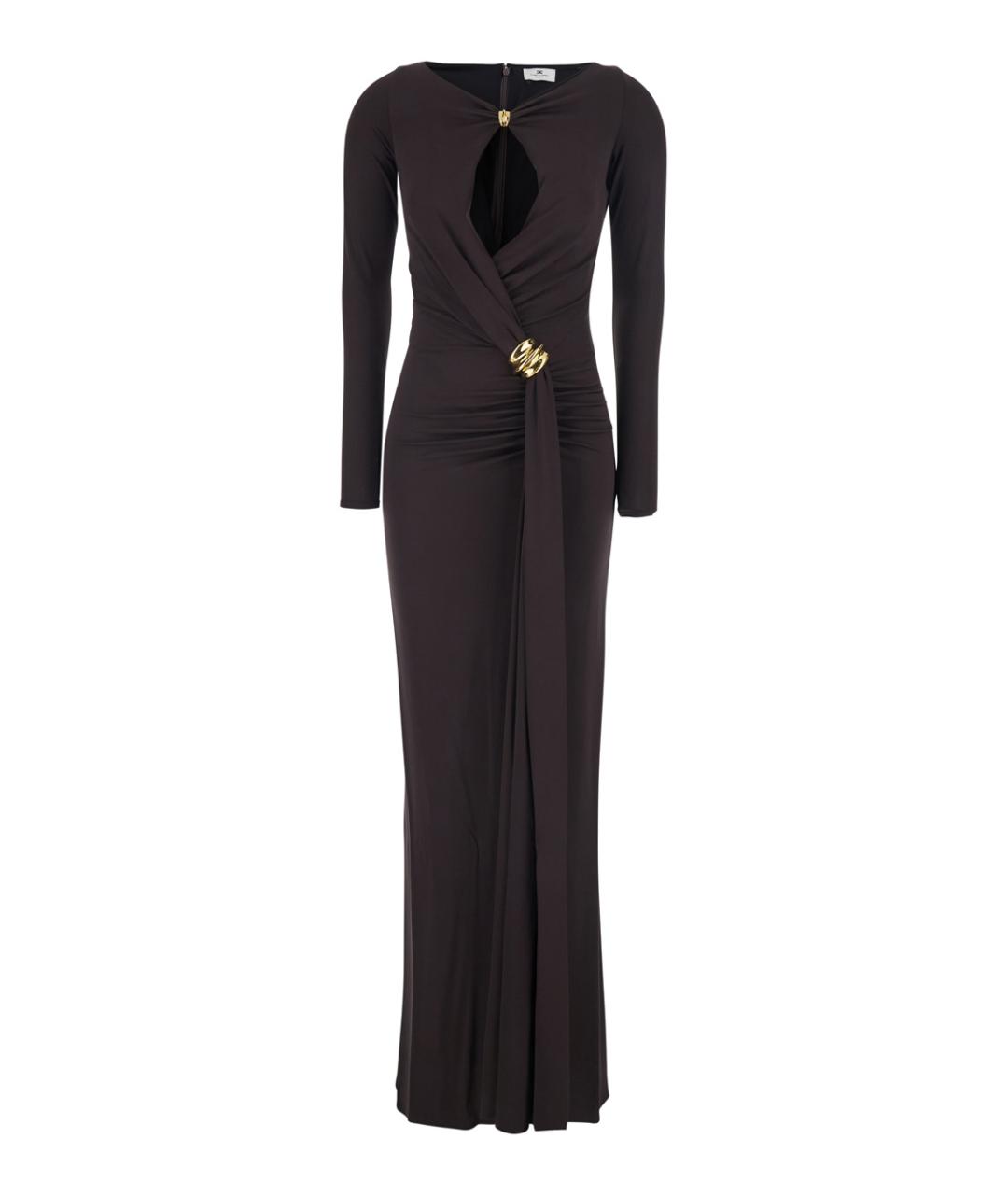 ELISABETTA FRANCHI Коричневое вискозное платье, фото 1