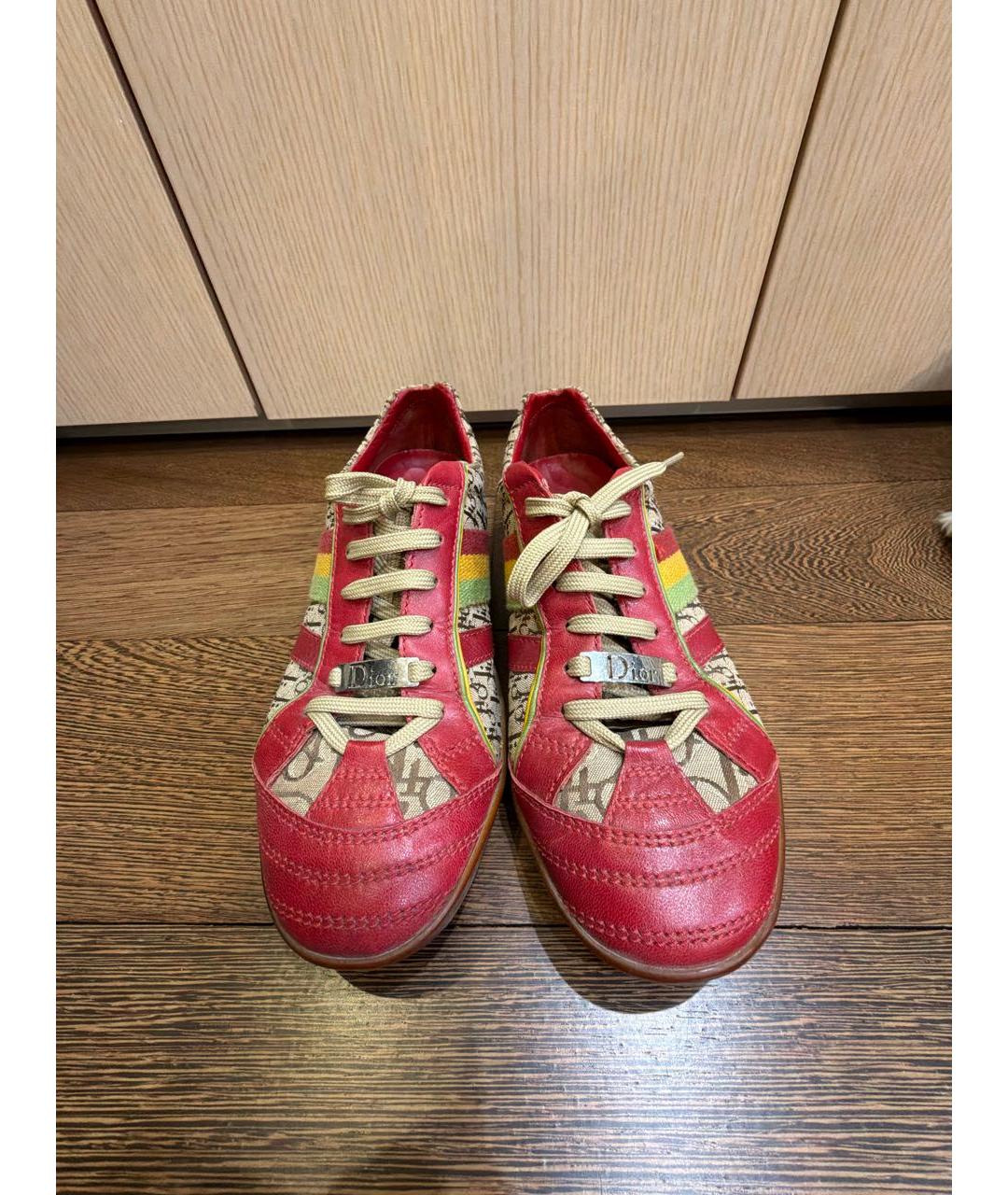 CHRISTIAN DIOR Красные кожаные кеды, фото 2